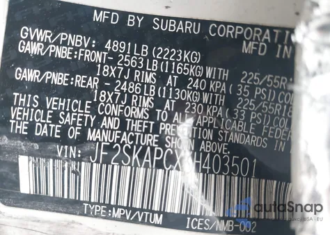 2019 Subaru Forester Sport from USA, damaged, VIN JF2SKAPCXKH403501